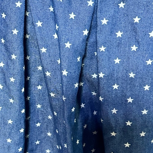 Star Sprinkled Chambray Blue Dress Criss-Cross Back Pull-On Size 14 - Picture 9 of 9